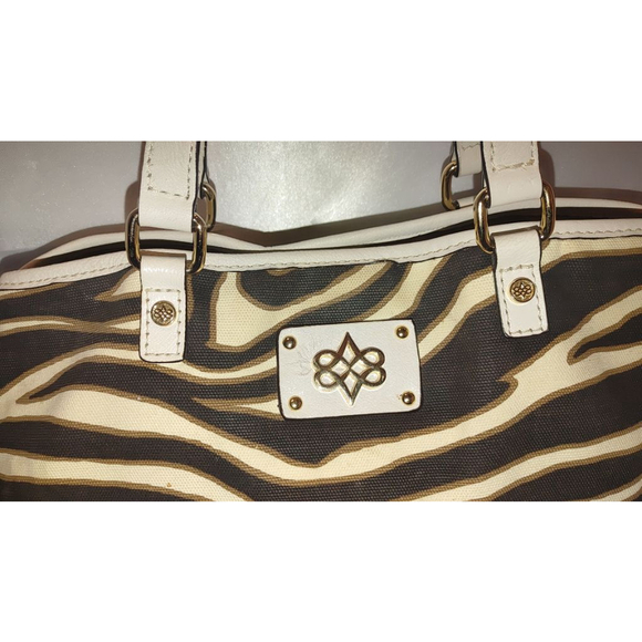 Antonio Melani Zebra Striped Canvas Tote w. Leather Trim - Picture 4 of 13
